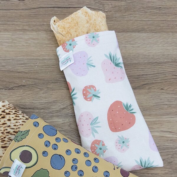 strawberry-snack-bag-for-wraps-laminatedcotton Reusable Snack Bag for wraps