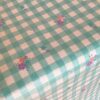mint-check-flowers-tablecloth-laminatedcotton-closeup Square Tablecloth laminated cotton