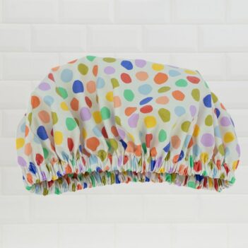 confetti-showercap-laminatedcottonshop-hero-image Shower Cap Confetti Polka Dots