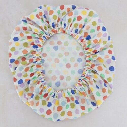 confetti-showercap-underneath-cotton-inner-laminatedcotton Shower Cap Confetti Polka Dots